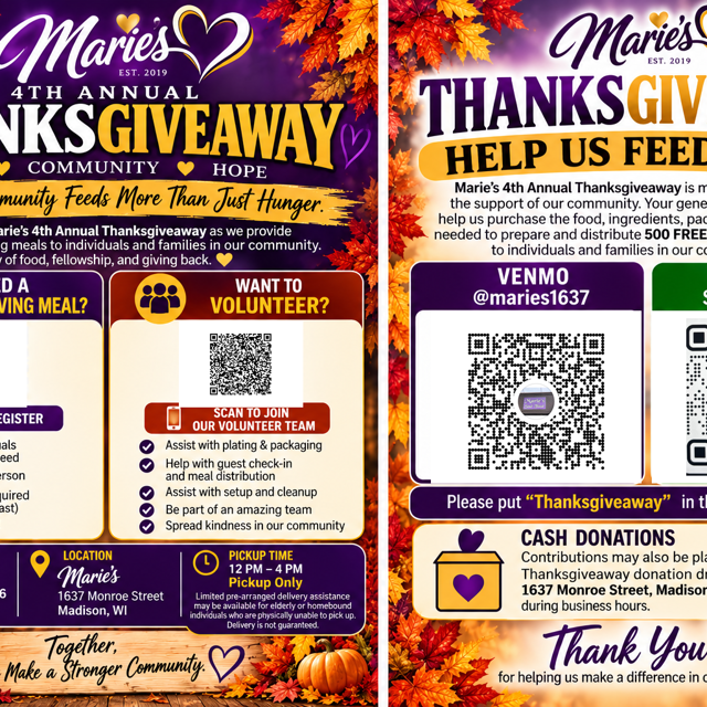 Marie’s 4th Annual Thanksgiveaway