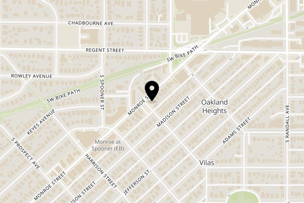 Map showing the location of Marie's Soul Food on 1637 Monroe Street in Madison